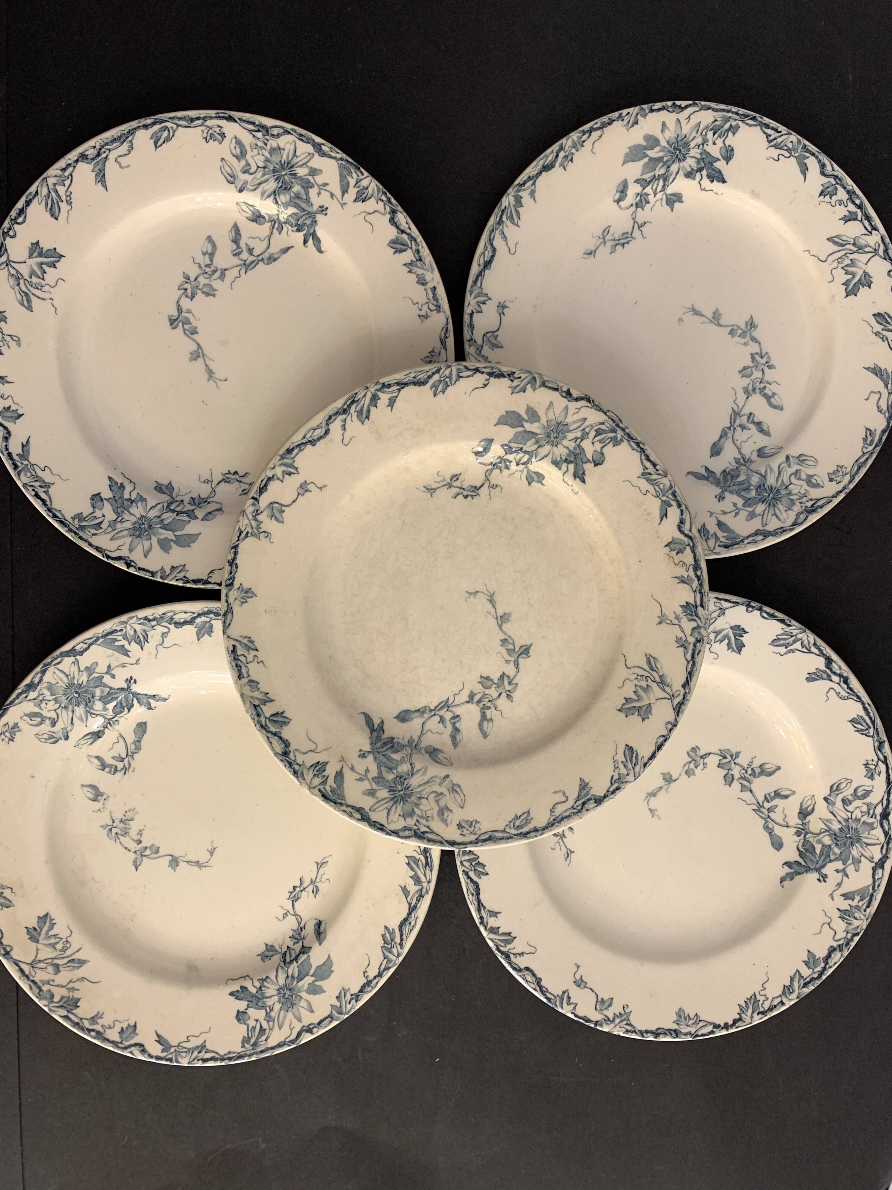 Set of 10 dessert plates KG Lunéville Passiflore model