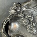 WMF "Woman with Irises" No. 290 Art Nouveau openwork tray, silver-plated metal, ca 1906