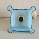 Applique murale Vintage opaline drapée verre de Clichy bleue mouchetée.