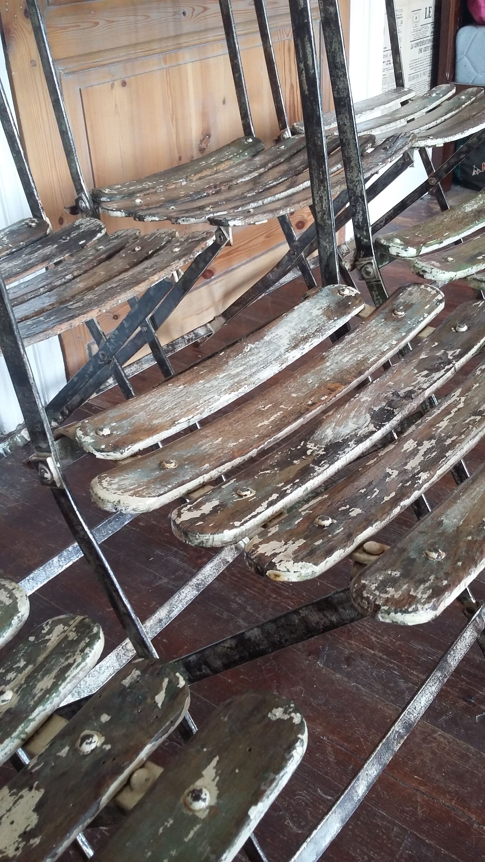 Set of 8 folding bistro / garden chairs fermob 1950