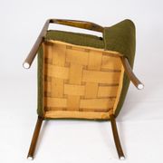 Armchair in birch and orginal dark green fabric of danish design from the 1950