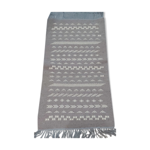 Tapis gris et blanc fait - pure laine