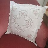 White cotton embroidery cushion cover