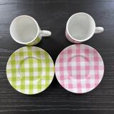 Pair of Vichy decor cups