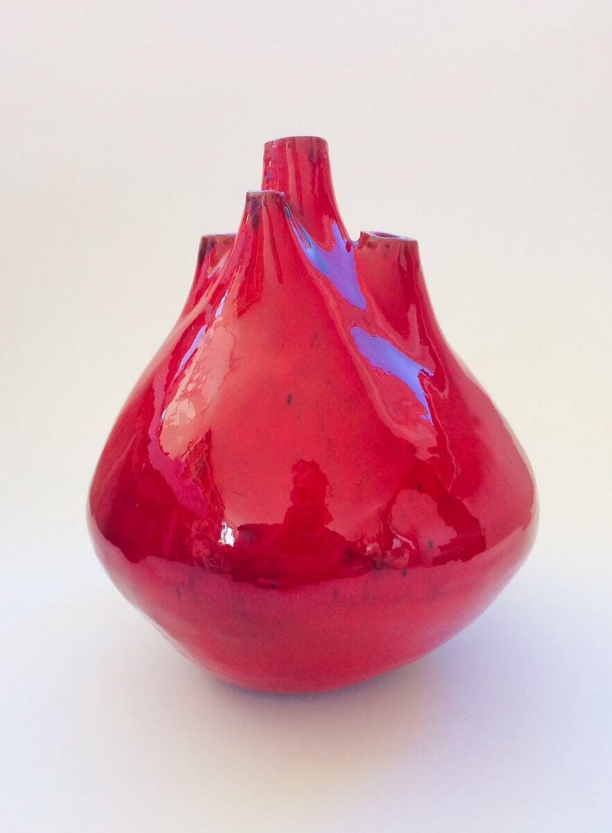 Belgian pottery spout vase by Hugria, 1960s