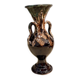 Vallauris Brown and Blue Vase in vintage ceramic