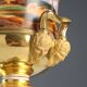 Pair of antique painted and decorated porcelain vases, France, 19th century.