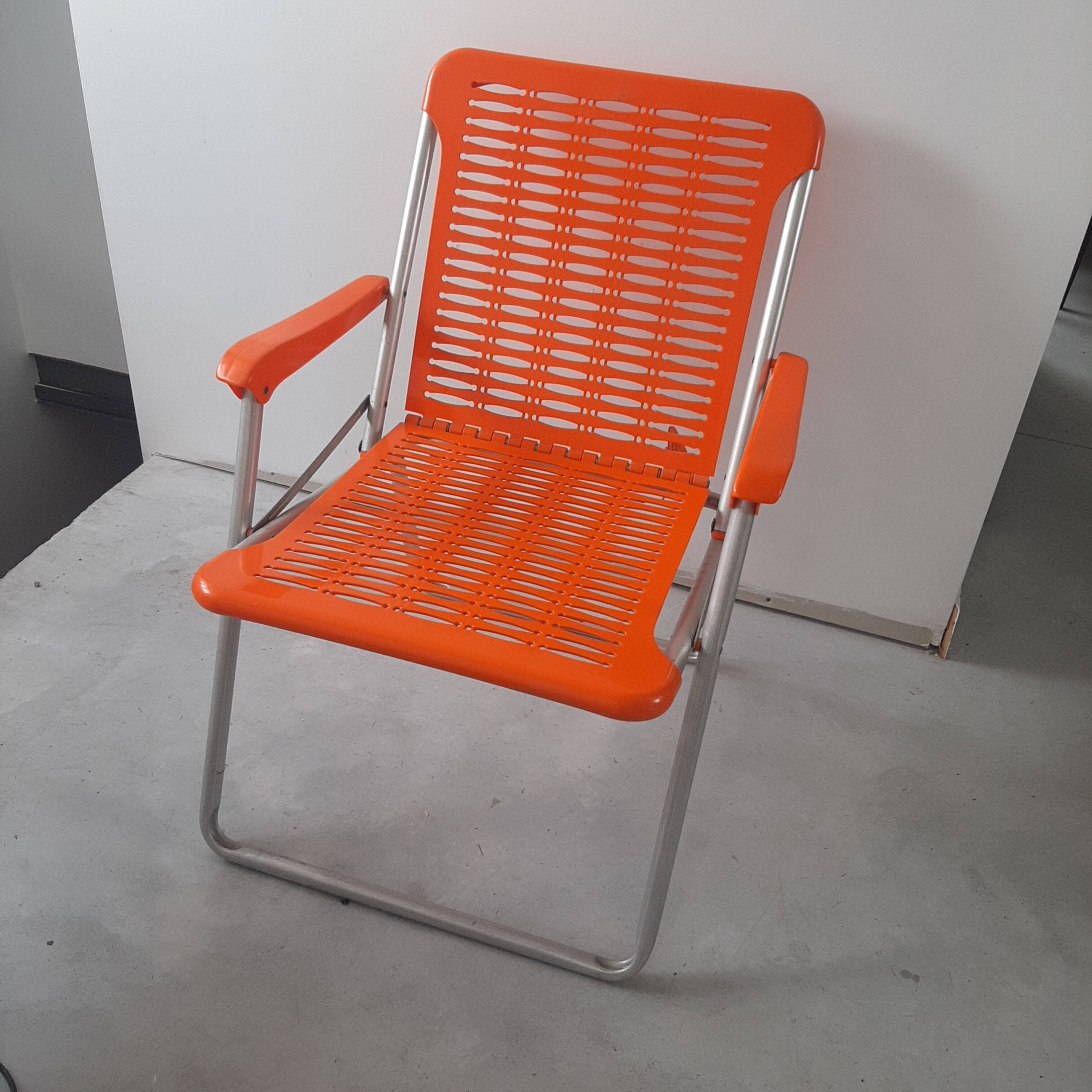 Vintage orange foldable garden armchair Kurz Design (3 armchairs available)