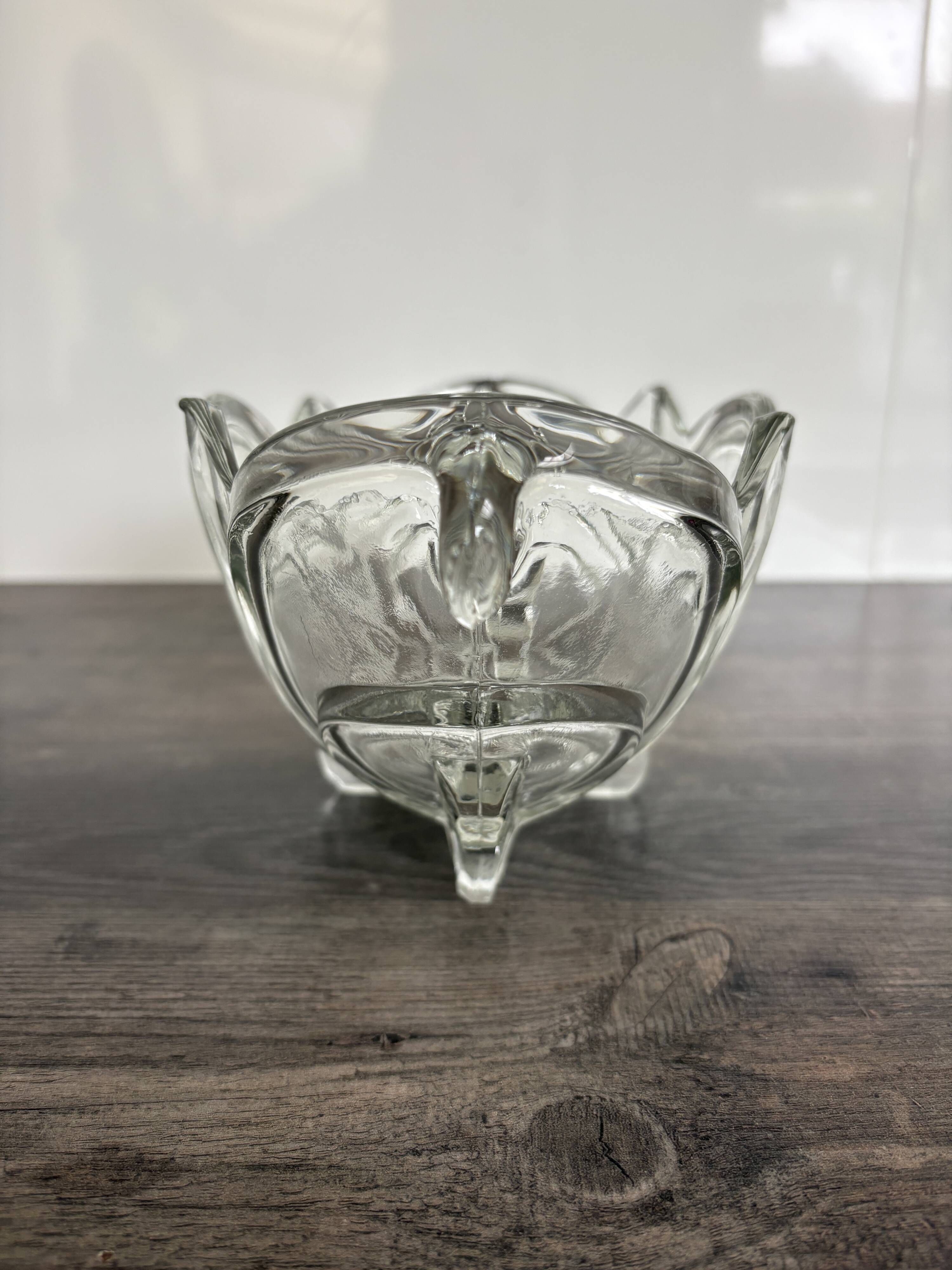 Vintage molded pressed glass bowl on foot