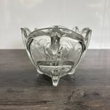 Vintage molded pressed glass bowl on foot