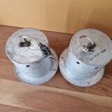 Pair of ceiling lights - Staff Leuchten - In aluminium and moulded glass with a bubble pattern.