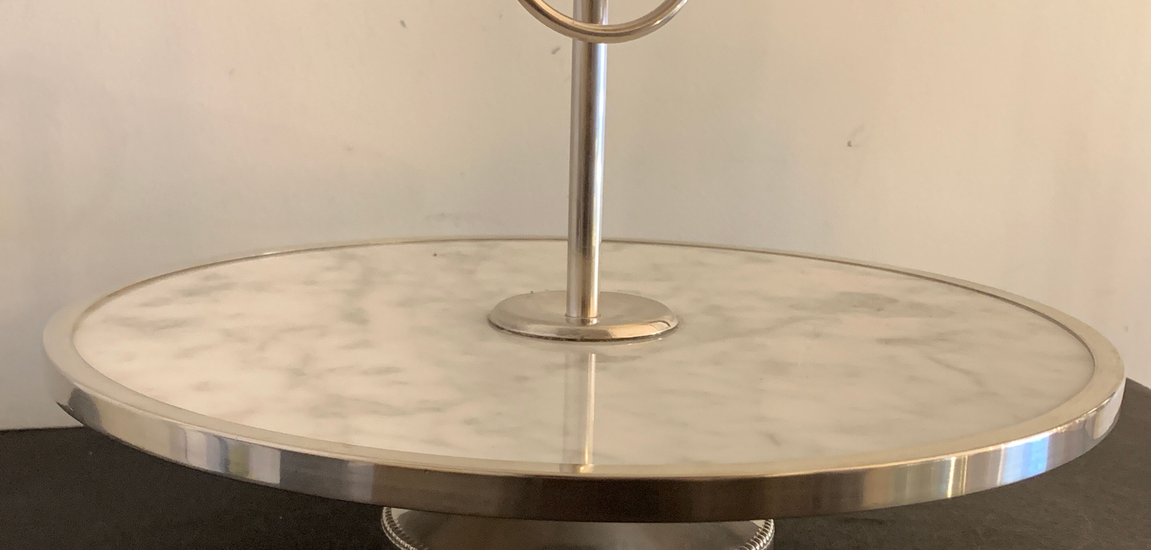 Cheese platter or cutlery in marble and silver metal