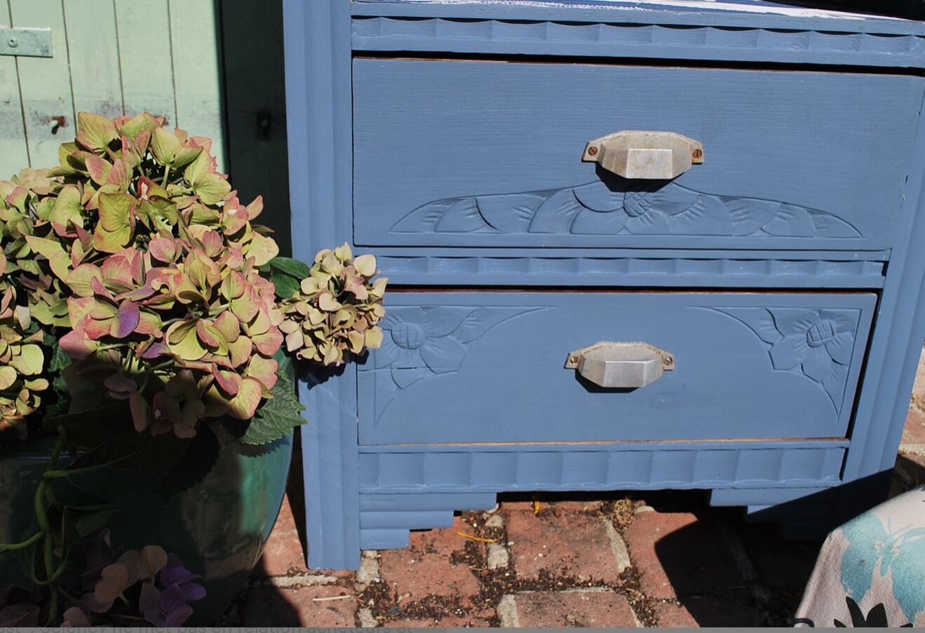 Buffet haut art deco rénové bleu