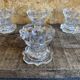Set of 4 vintage conical moulded glass candle holders sully