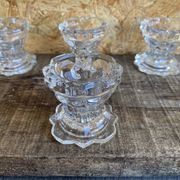 Set of 4 vintage conical moulded glass candle holders sully