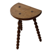 Tabouret ancien en bois massif à pieds tournés