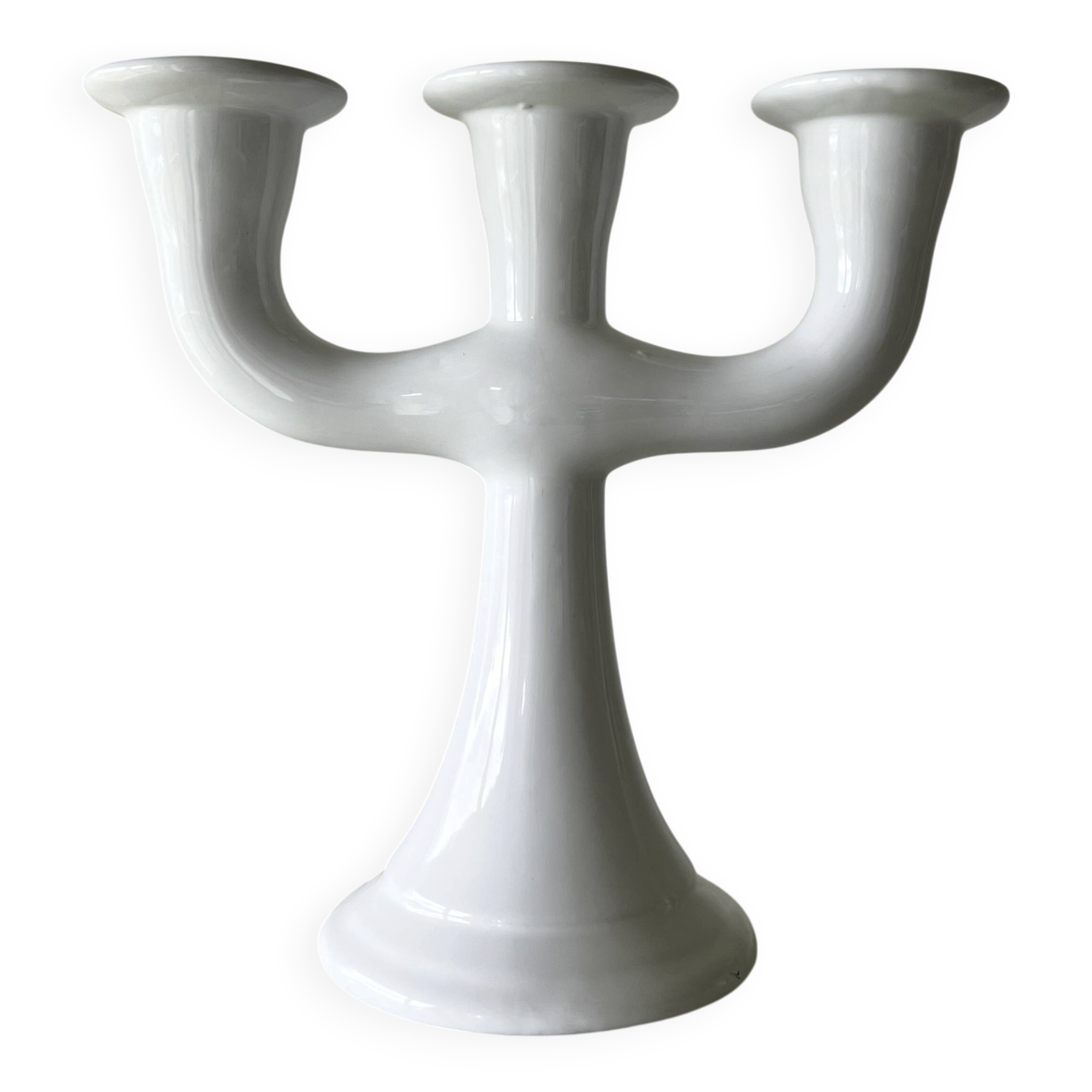 Chandelier with 3 branches in white ceramic Guldkroken Sweden – Vintage