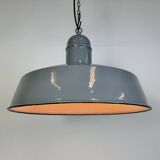 Industrial Grey Enamel Factory Pendant Lamp, 1960s