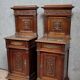 Pair of Renaissance style bedside tables in carved walnut, 19th century