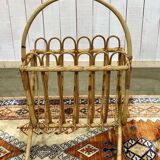 1970s rattan magazine rack