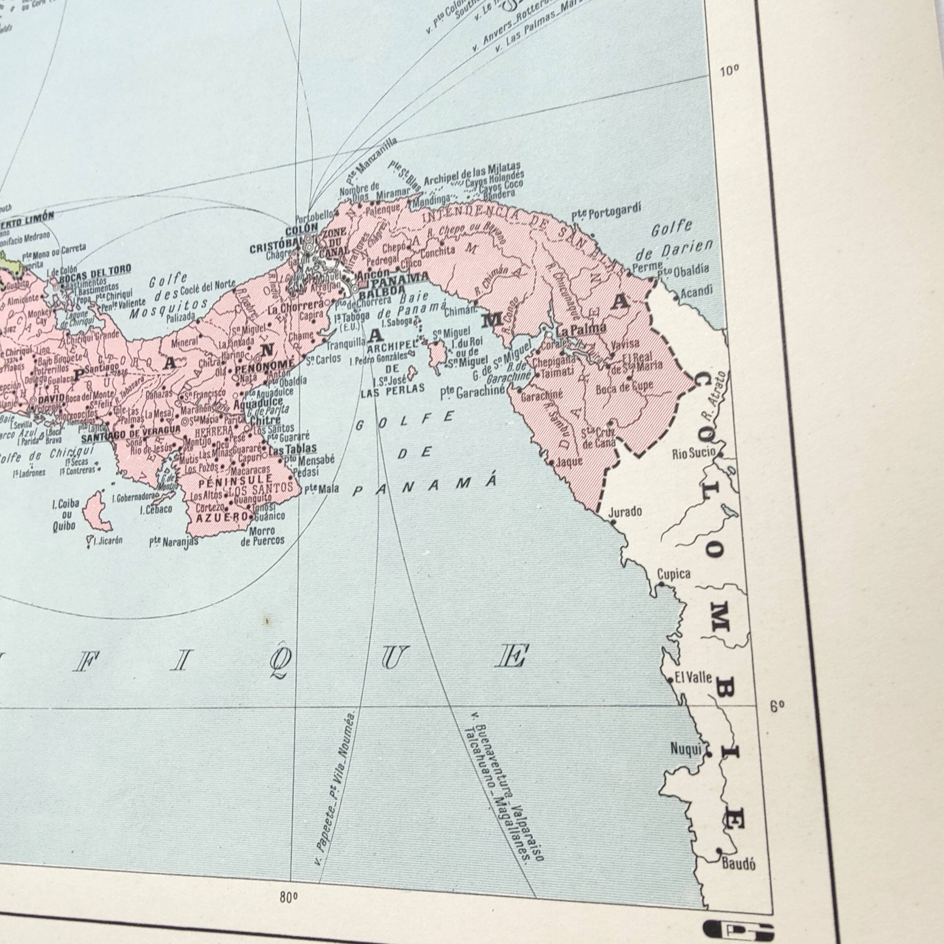 Vintage Central America map from 1950
