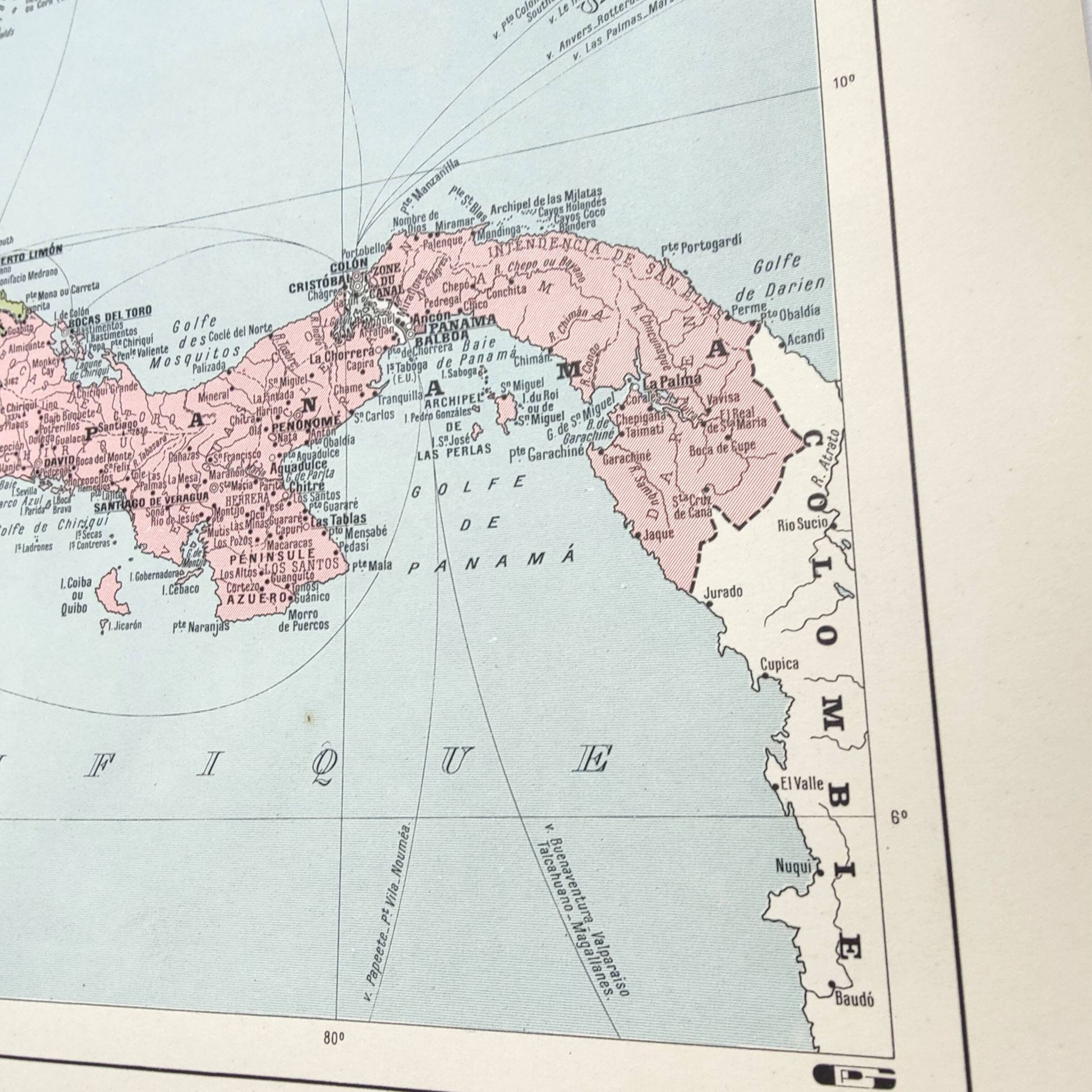 Carte Amérique Centrale vintage de 1950