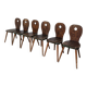Set of 6 Vintage Brutalist Wooden Chair / Rustic Farmhouse Dining Chair