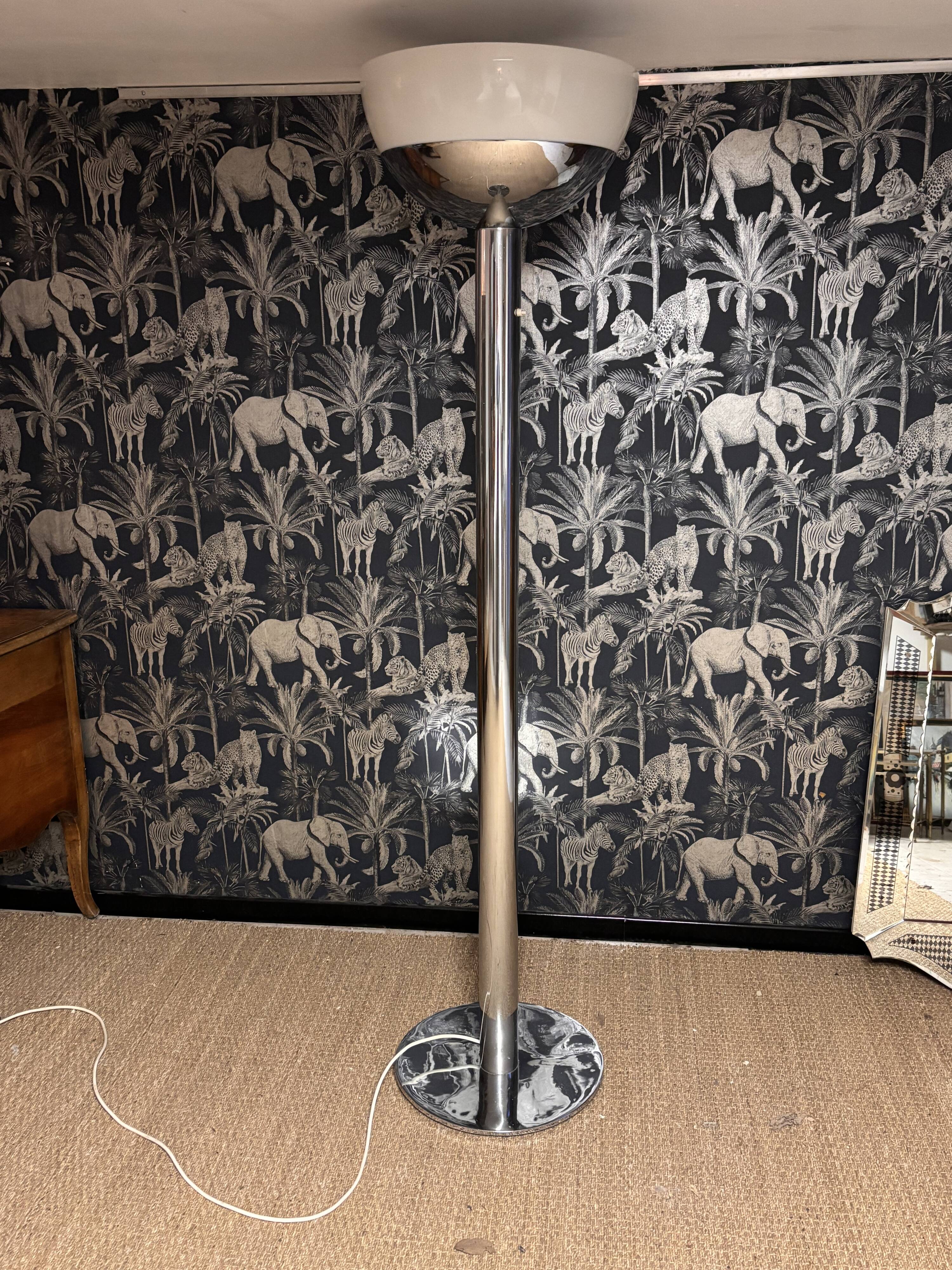Lampadaire italien chrome 1970 vintage design