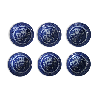 6 Willow blue English porcelain bowls