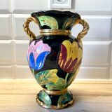 Vallauris vase with handle and gold leaf