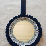 Mirror to hang fabrics froufrou blue vintage velvet