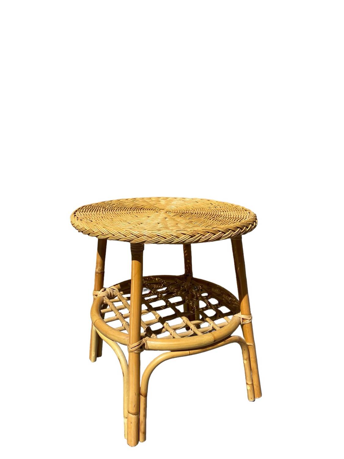 Vintage rattan and wicker coffee table