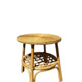 Vintage rattan and wicker coffee table
