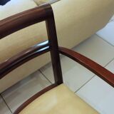 Paire de fauteuils bridge 1930 assise en cuir beige