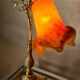 Bronze lamp on blond oak base, art nouveau with tulip, 45x30