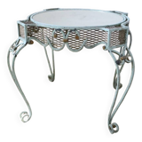 Guéridon en fer forgé plateau miroir 1930