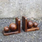 Paire de serre livres vintage en bois