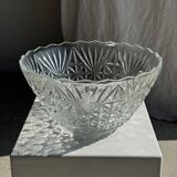 Large glass salad bowl with diamond points D30