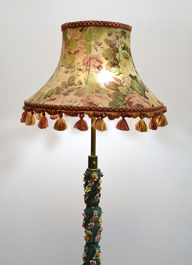 Ceramic floor lamp with little roses, 1950s