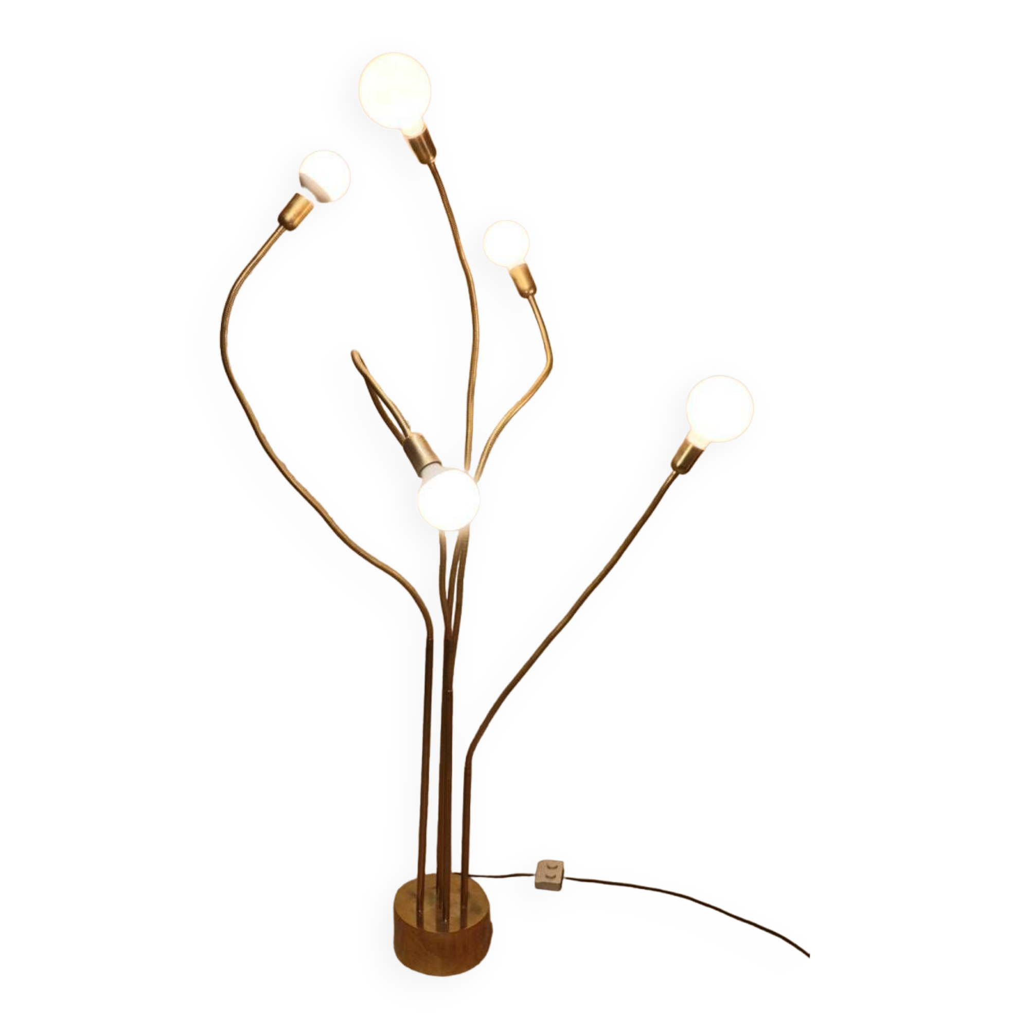 Vintage model F415 floor lamp in gold metal, Saint Germain Lumière edition, 1970