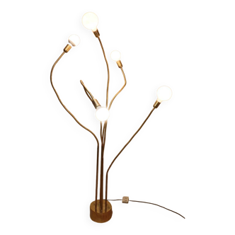 Vintage model F415 floor lamp in gold metal, Saint Germain Lumière edition, 1970