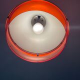Space age pendant lamp in orange plexiglass and chromed metal