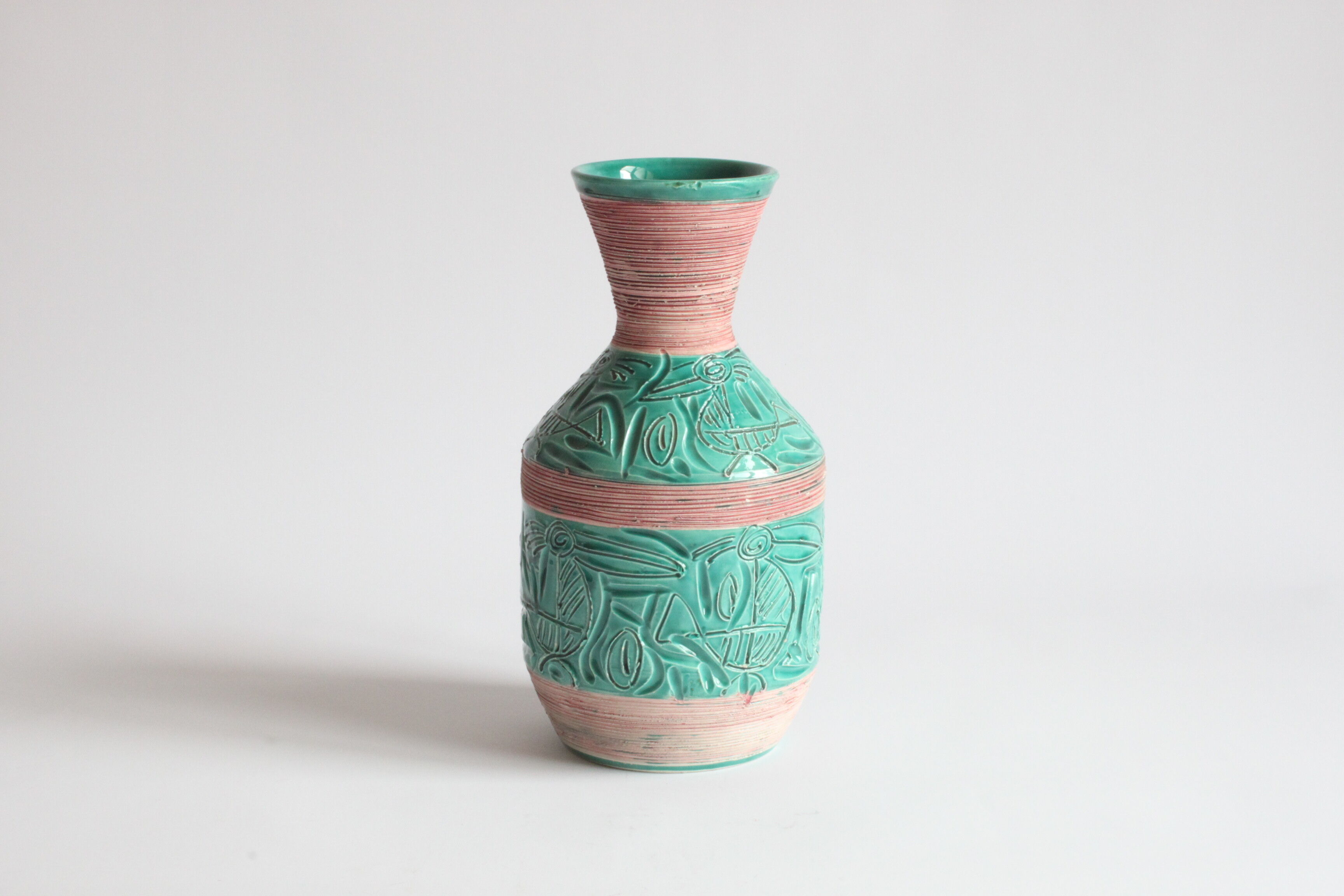 Vase avec pélicans par Fratelli Fianciulacci sgraffito , italie, années 1960