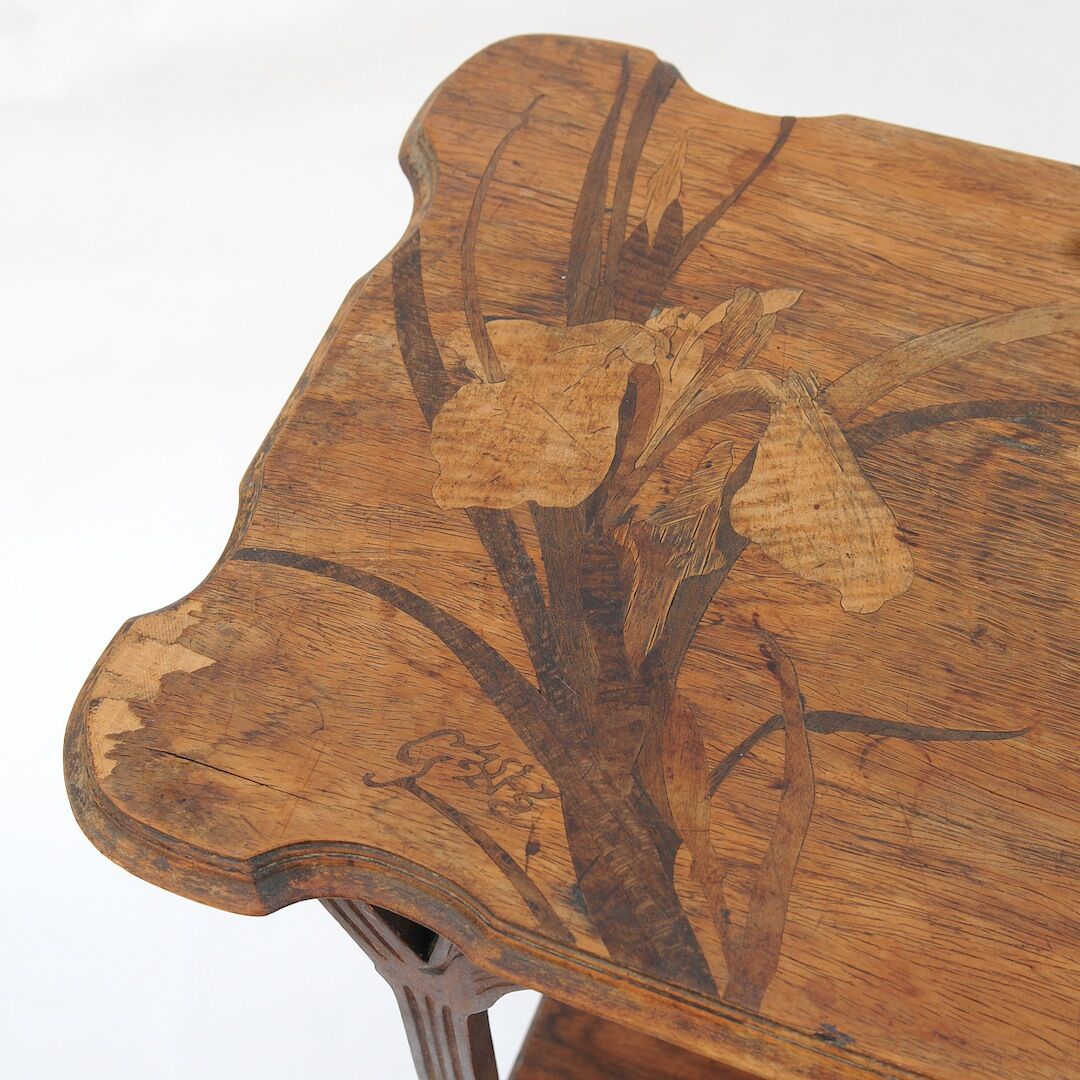 Tea table in marquetry by Émile Gallé