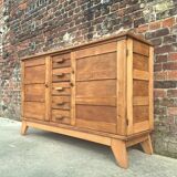 Buffet reconstruction René Gabriel vintage, meuble ancien dit de sinistrés