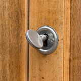 Parisian bonnetière wardrobe in raw wood, 1950.