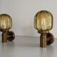 Pair of yellow glass and brass wall lights from the mid-century by N Leuchten, 1960s, Germany.