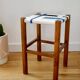 Wooden stool. Vintage stool. woven stool