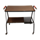 Red scoubidou handles wheeled serving table