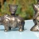 3 animal-shaped bronze candlesticks